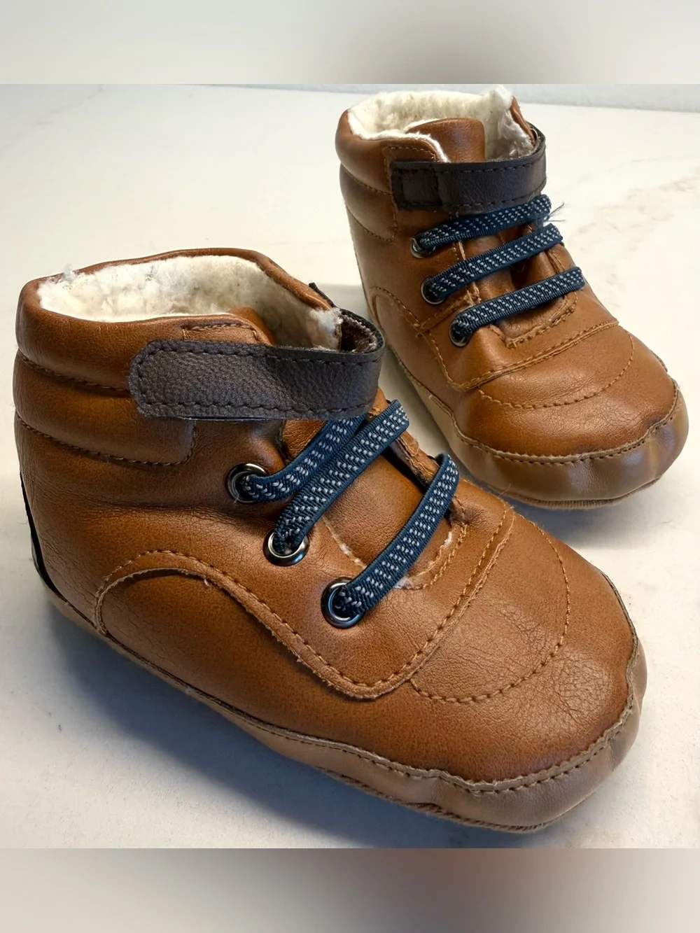 Old Navy Baby Faux Leather Sherpa-Lined Booties Brown 12-18M
